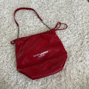 Red Saint Laurent Teddy Bucket Bag - Size Medium